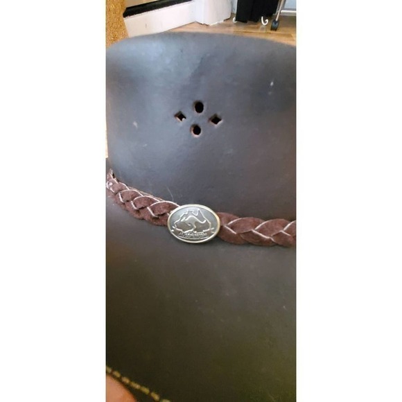 Original Aussie bush leather cowboy hat Medium Brown. Outdoors. Outback. Country - Picture 7 of 12